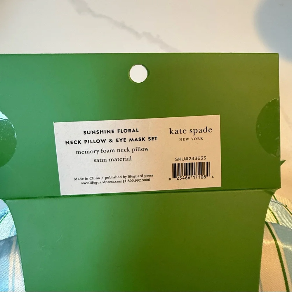 Kate Spade New York Neck Pillow and Eye Mask Set, Sunshine Floral